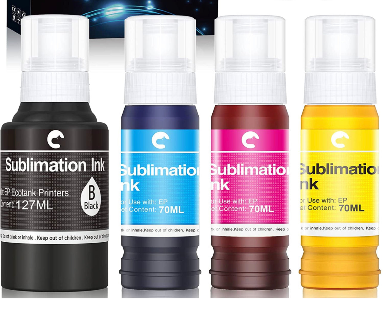 Hiipoo Sublimation Ink Fit for Supertank Inkjet Printer ET-2400 ET-2720  ET-2760 ET-2800 ET-2803 ET-2830 ET-2850 ET-3760 ET-4800 ET-7720 ET-15000  /Upgrade Version/Free ICC Printing 