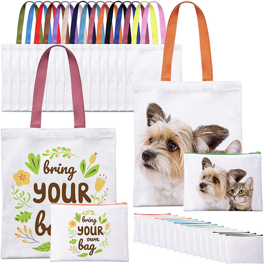 Sublimation Tote White/Assorted Colors with Cosmetic Bag