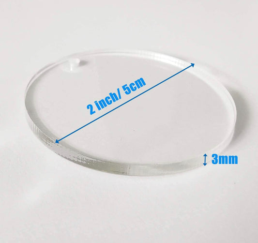 Round Acrylic Transparent Key Chain 2”